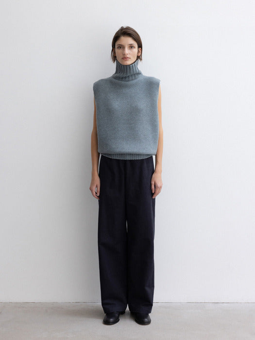 [moia] wool turtle vest (stone blue)