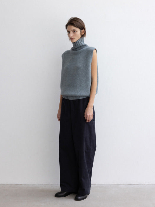 [moia] wool turtle vest (stone blue)