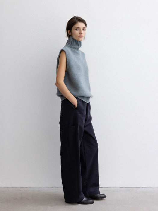 [moia] wool turtle vest (stone blue)