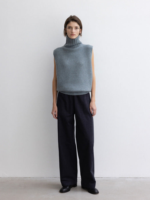 [moia] wool turtle vest (stone blue)