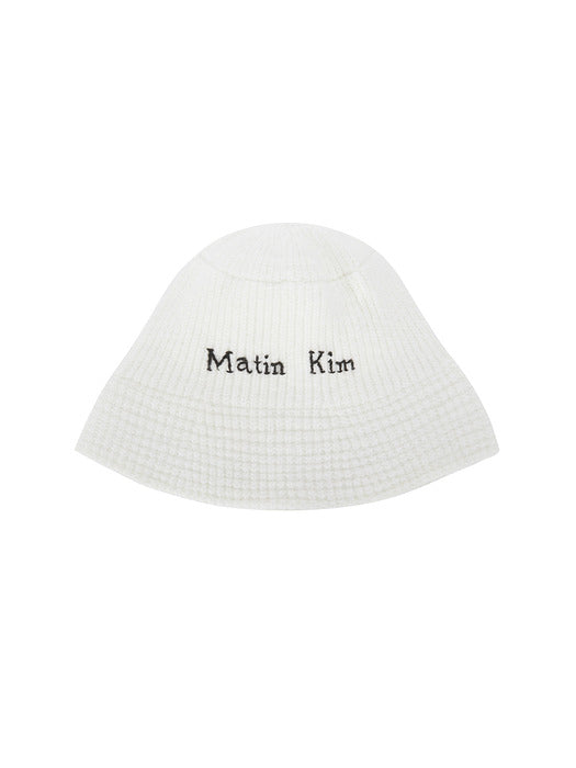 LOGO KNIT BUCKET HAT IN IVORY