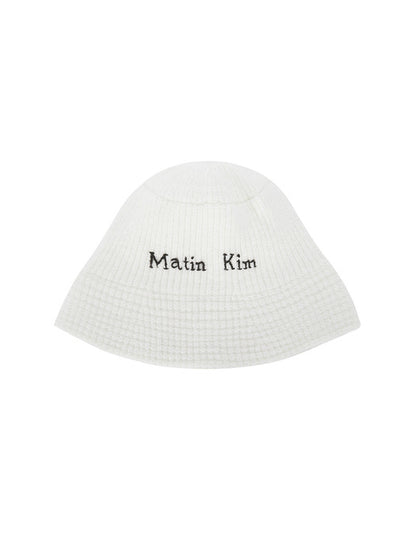 LOGO KNIT BUCKET HAT IN IVORY