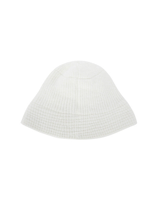 LOGO KNIT BUCKET HAT IN IVORY