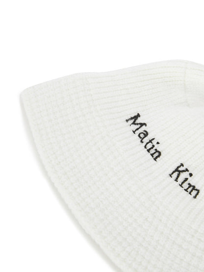 LOGO KNIT BUCKET HAT IN IVORY