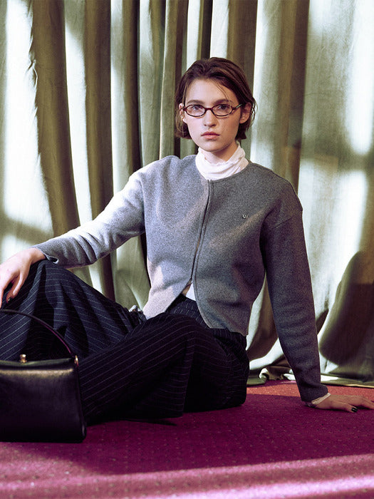 [loeuvre] Volume Sleeve Round Neck Cardigan SK3WD321_2color