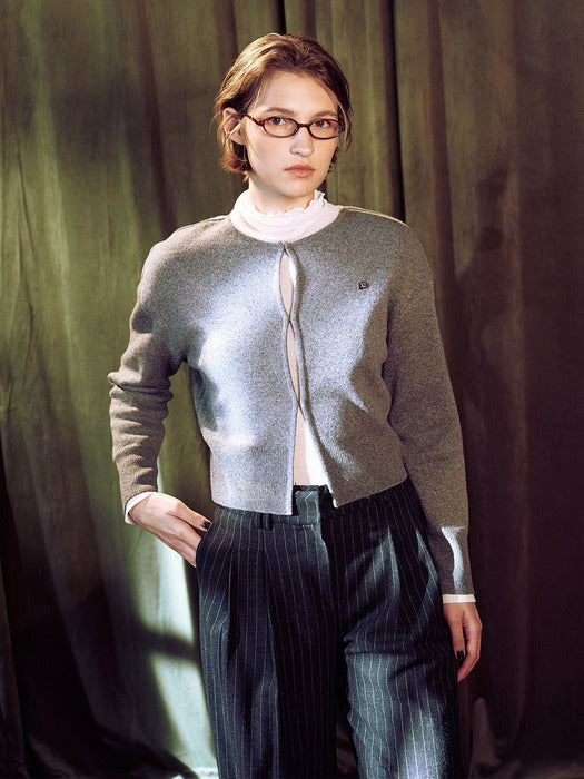 [loeuvre] Volume Sleeve Round Neck Cardigan SK3WD321_2color