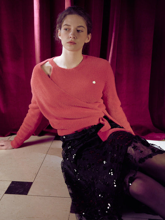 [loeuvre] Cutout Ribbon Tie Pullover SK3WP428-63