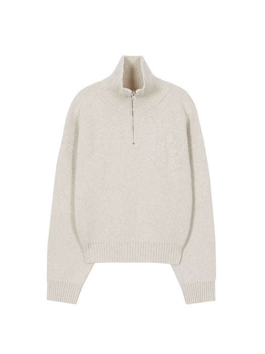[raive] Logo Half Zip-up Knit in Oatmeal VK3WP171-9L