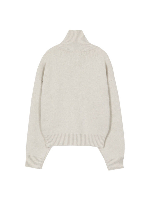 [raive] Logo Half Zip-up Knit in Oatmeal VK3WP171-9L