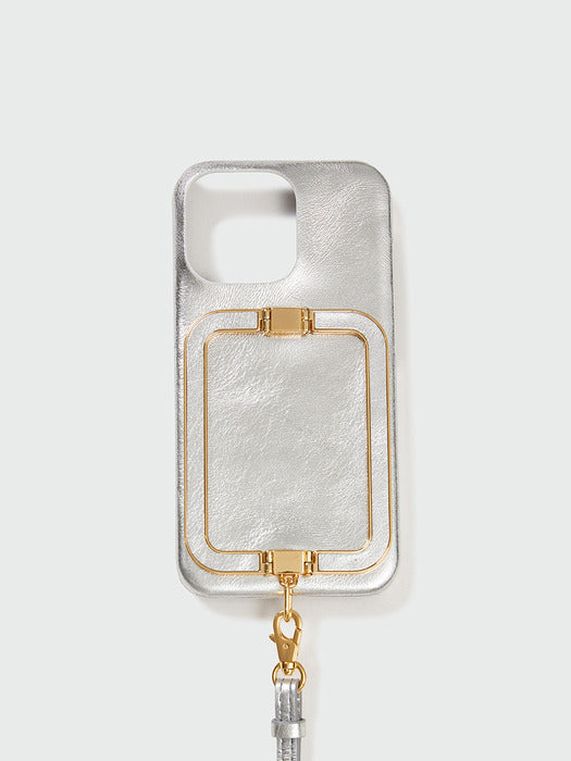 Eenk Phone Case with Leather Strap Crinkle Silver