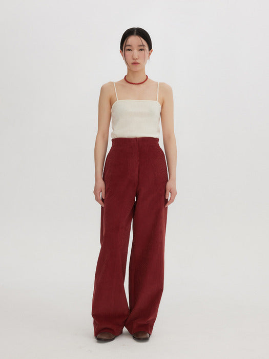 [moia] corduroy button pants (brick red)