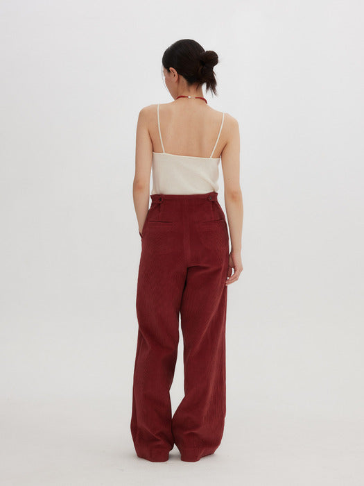 [moia] corduroy button pants (brick red)