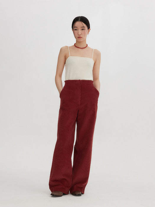 [moia] corduroy button pants (brick red)