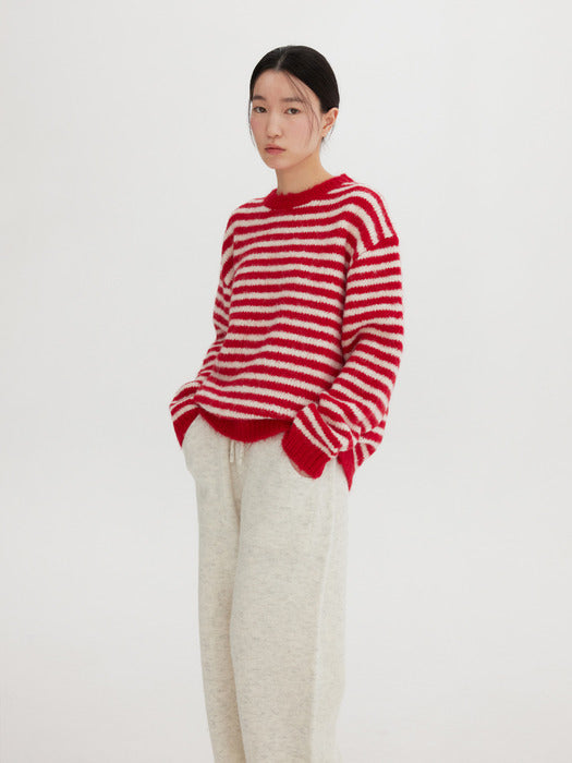 [moia] red stripe sweater