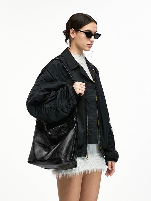Vunque Perfec Button Up Soft Hobo S Black