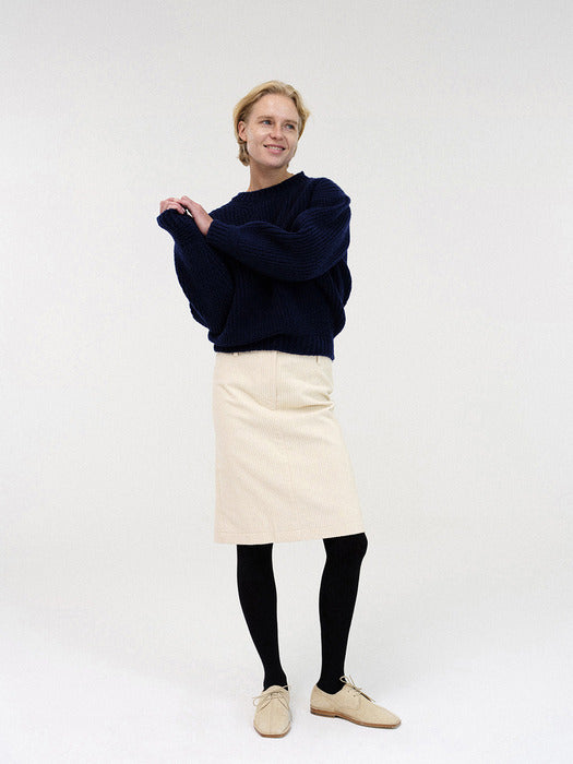 [nothing written] Corduroy h-line skirt (Cream)