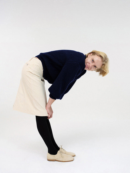 [nothing written] Corduroy h-line skirt (Cream)