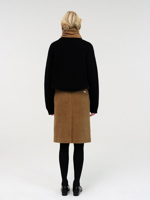 Corduroy h-line skirt (Camel)