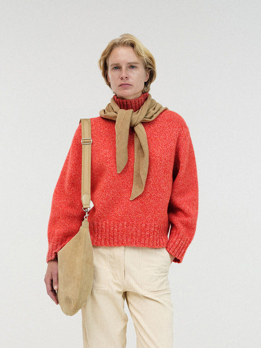 Boyfriend turtle neck sweater (Red and white)