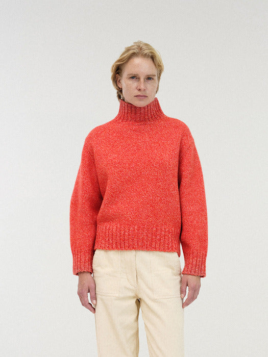 Boyfriend turtle neck sweater (Red and white)