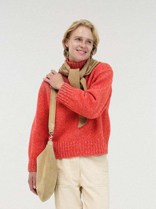 Nothing Written Boyfriend turtle neck sweater (Red and white)