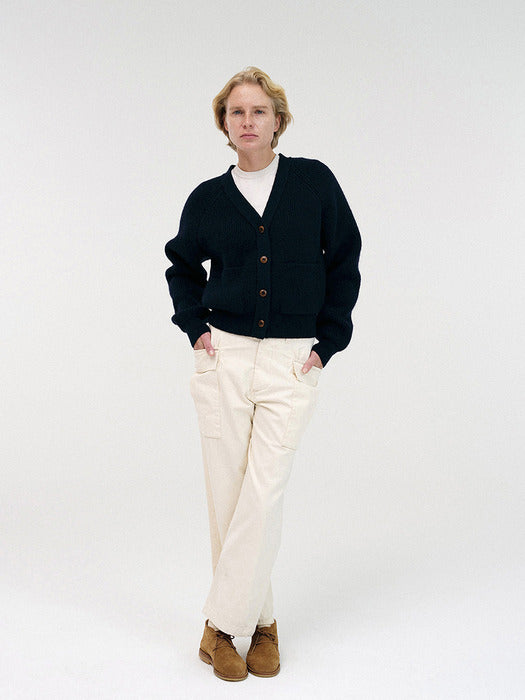 [nothing written] Dennedy ribbed cardigan (Dark navy)