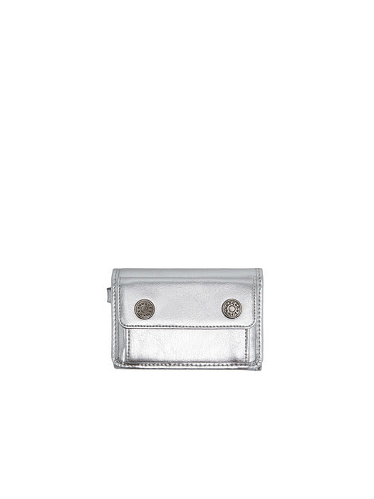 Vunque Perfec Button Up Folded Half Wallet Silver