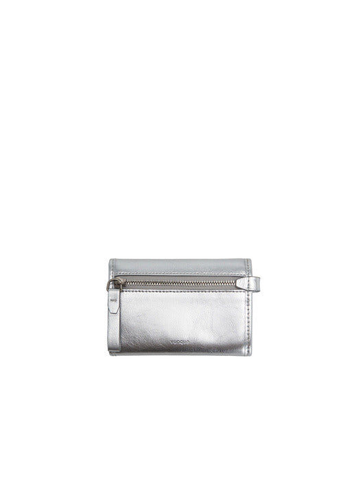 Vunque Perfec Button Up Folded Half Wallet Silver