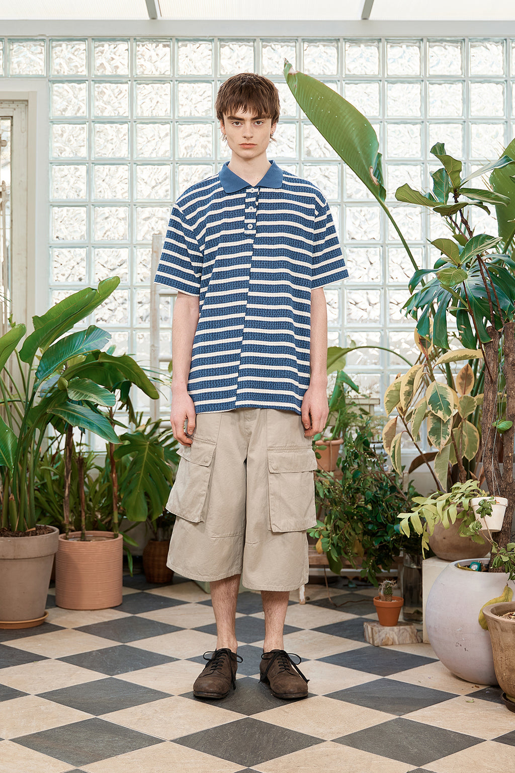Matinkim Coated Cotton Bermuda Pants For Men IN Beige