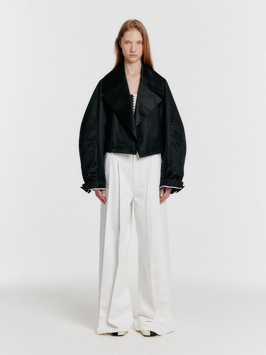 Eenk Yun Oversized One-Button Short Jacket - Black