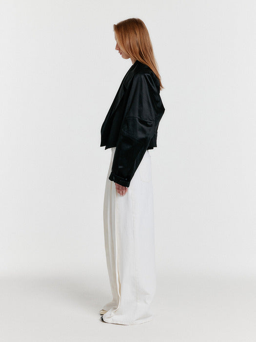 Eenk Yun Oversized One-Button Short Jacket - Black