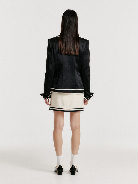 Eenk Yase Contrast U-Neck Jacket - Black/Ivory