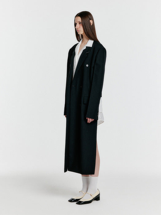 Eenk Yenna Unbalanced Long Jacket - Black