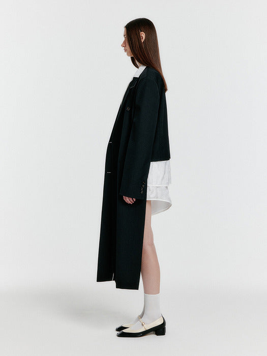 Eenk Yenna Unbalanced Long Jacket - Black