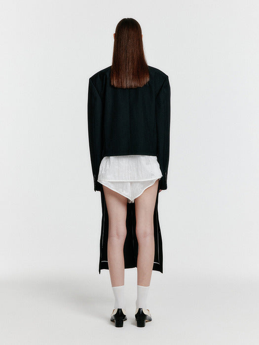 Eenk Yenna Unbalanced Long Jacket - Black