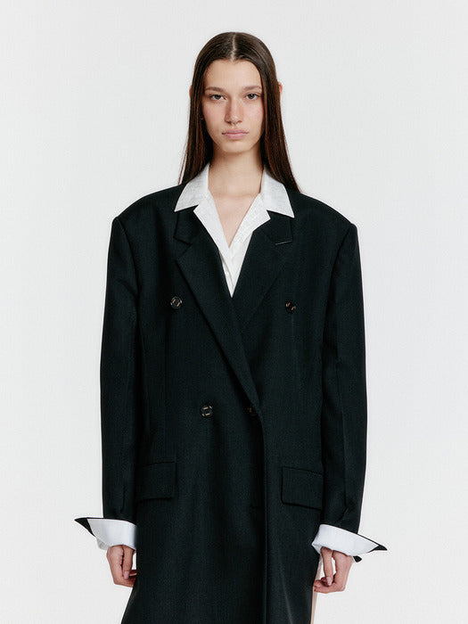 Eenk Yenna Unbalanced Long Jacket - Black