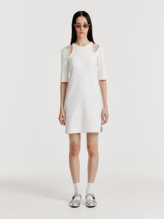 Eenk Yender Half Sleeve Cutout Dress - White