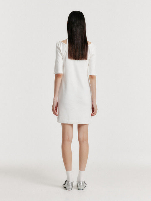 Eenk Yender Half Sleeve Cutout Dress - White