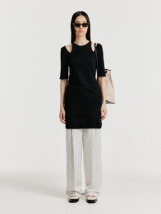 Eenk Yender Half Sleeve Cutout Dress - Black