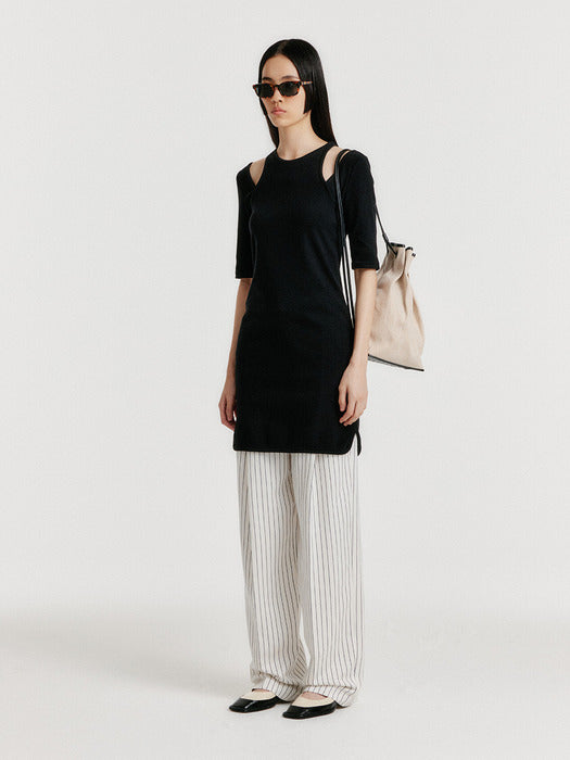 Eenk Yender Half Sleeve Cutout Dress - Black