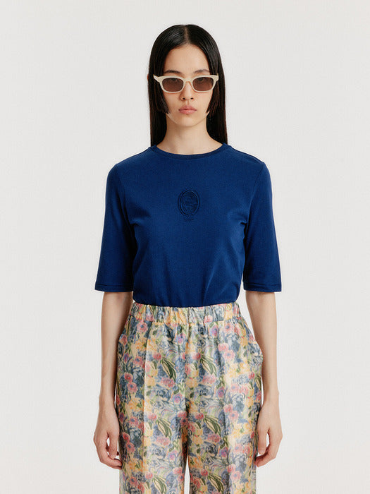 Eenk Yol Lace Trimed T-Shirt - Navy