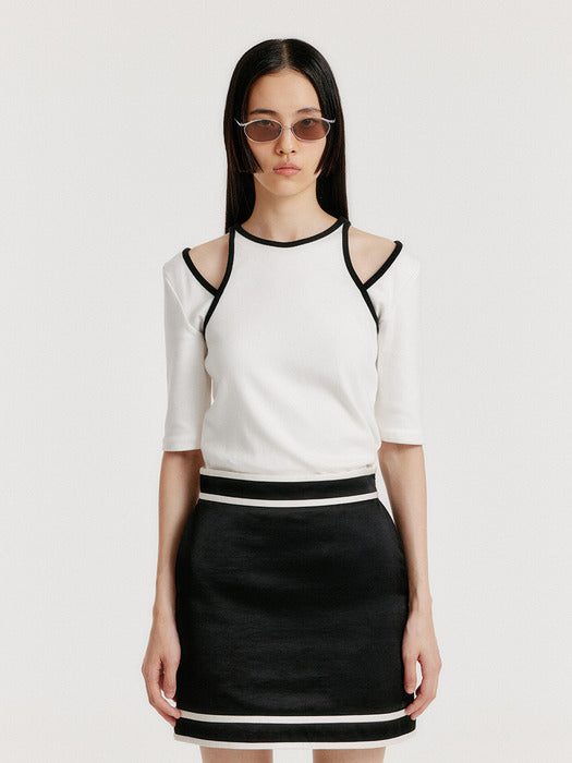Eenk Youel Half Sleeve Cutout Top - White