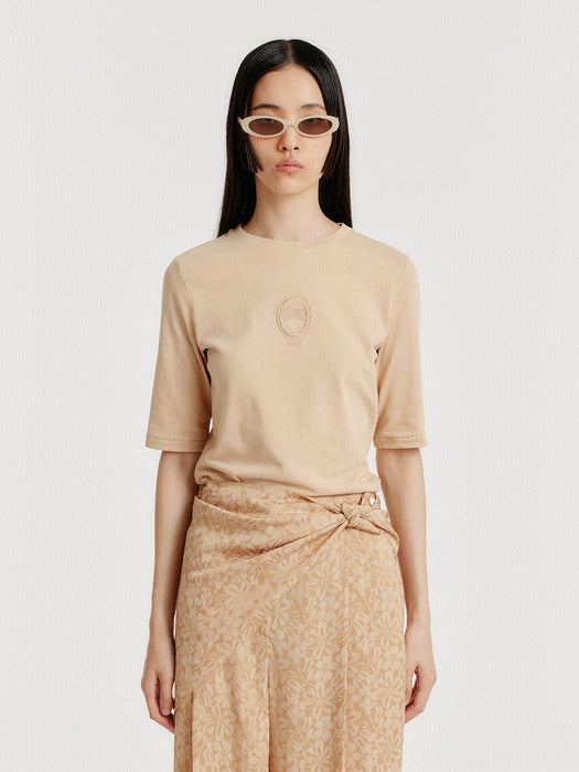 Eenk Yol Lace Trimed T-Shirt - Beige