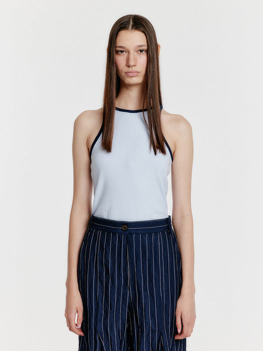 Eenk Youe Contrast Halter Top - Sky Blue