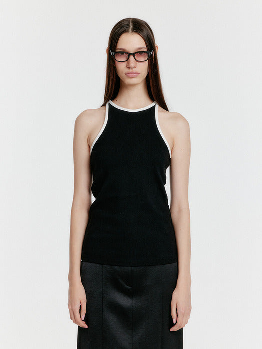 [EENK] Youe Contrast Halter Top - Black