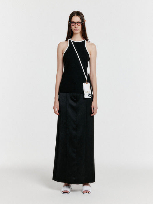 [EENK] Youe Contrast Halter Top - Black
