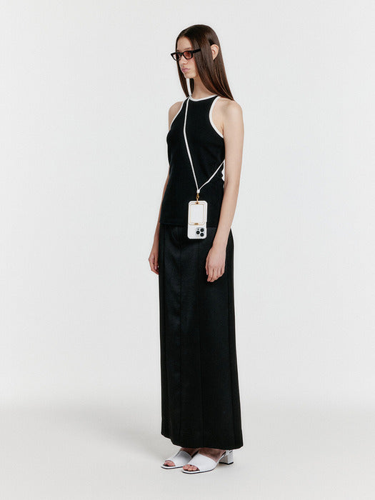 [EENK] Youe Contrast Halter Top - Black