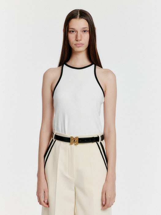 Eenk Youe Contrast Halter Top - White