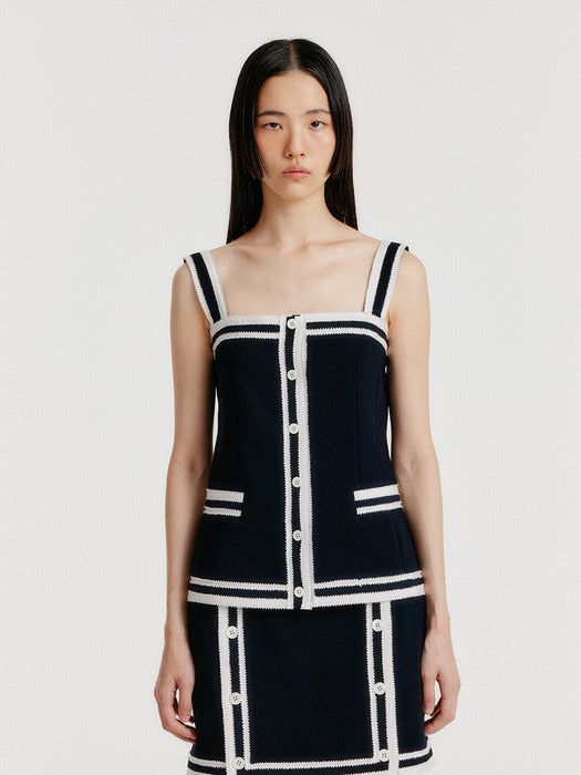 Eenk Yinta Contrast Sleeveless Top - Navy