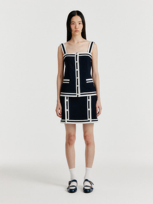 Eenk Yinta Contrast Sleeveless Top - Navy